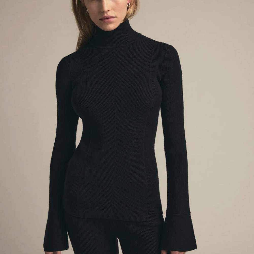 XS, Black, Favorite Daughter The Runway Rib Turtleneck Sweater